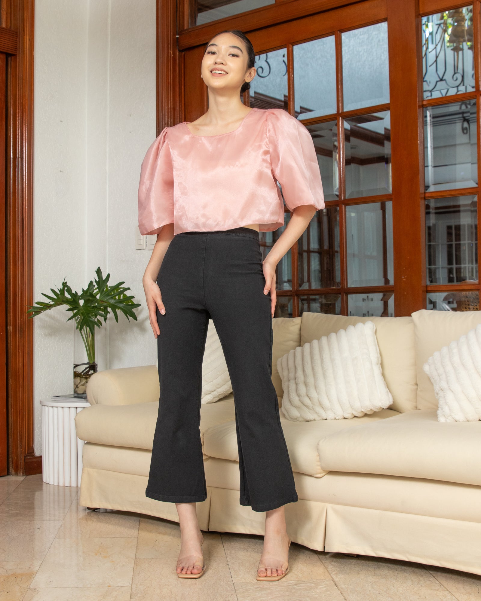 Eva Filipiniana Top Maroon (Modern Filipiniana Gown With Slit