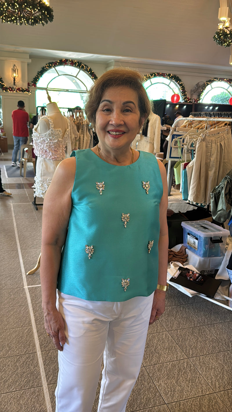 Czarina Top - Teal Blue