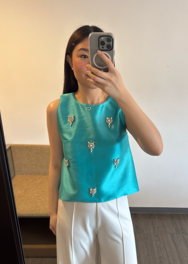 Czarina Top - Teal Blue