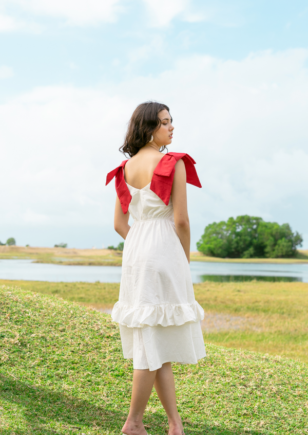 Ilka 2-way Dress - White X Red Ribbon
